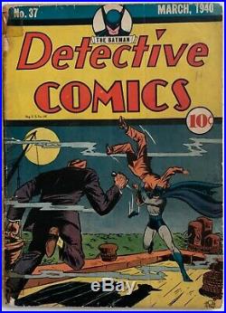 (1940) DETECTIVE COMICS #37 Last Solo Golden Age Batman! Low Grade! Rare