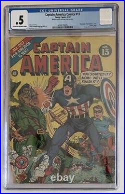 (1942) Captain America Comics #13 CGC 0.5 Classic Golden Age Cover! Stan Lee
