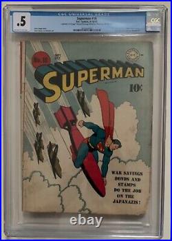 (1942) SUPERMAN #18 CGC 0.5! Rare Golden Age Classic War Cover