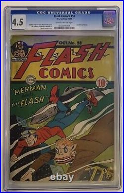 (1944) FLASH COMICS #58 CGC 4.5 Golden Age Shelly Moldoff art