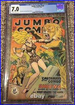 1949 Fiction House Jumbo Comics Comic Book #122 CGC 7.0 GOLDEN AGE SHEENA