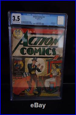 ACTION COMICS #14 CGC 3.5 Golden Age Scarce Superman Zatara cover Bob Kane art