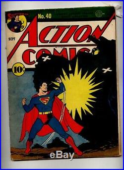 ACTION COMICS #40 O/W pgs 1st STAR SPANGLED KID DC GOLDEN AGE WWII COVER