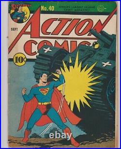 ACTION COMICS #40 O/W pgs 1st STAR SPANGLED KID DC GOLDEN AGE WWII COVER