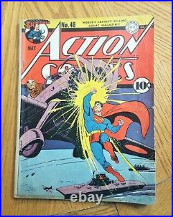 ACTION COMICS #48 Superman Golden Age Classic 1942 Fred Ray WWII cover
