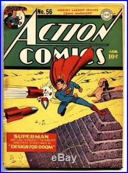 ACTION COMICS #56-SUPERMAN-1943-Egyptian Pyramid cover-DC GOLDEN-AGE