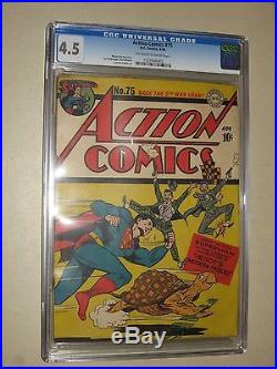 Action Comics #75 Superman (dc Comics 1944) Golden Age Cgc 4.5 (vg+)