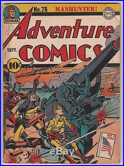 ADVENTURE COMICS #78, DC GOLDEN AGE'42, MANHUNTER/SANDMAN WAR COVER by KIRBY