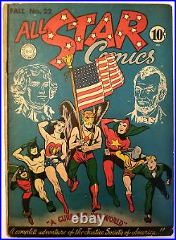 ALL STAR COMICS #22 VG- 3.5 (DC, 1940 SERIES) Classic Flag Cover