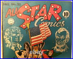 ALL STAR COMICS #22 VG- 3.5 (DC, 1940 SERIES) Classic Flag Cover