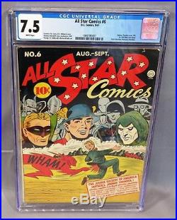 ALL STAR COMICS #6 (White Pages, Johnny Thunder JSA) CGC 7.5 Golden Age DC 1941