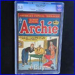 ARCHIE COMICS #18 (1946) CGC 5.5 Golden Age HALLOWEEN PUMPKIN COVER