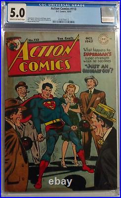 Action Comics #113 Cgc 5.0 Golden Age Wayne Boring / Superman 1947