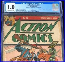 Action Comics #16 (DC 1939) CGC 1.0 RARE! Golden Age Early Superman Comic
