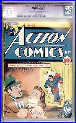 Action Comics # 24 Great Superman cover! CGC 2.5 rare Golden Age book