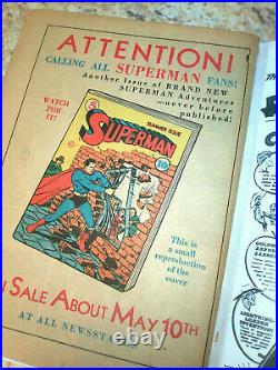 Action Comics #25 Early Golden age Superman Supple inside complete, repro cover