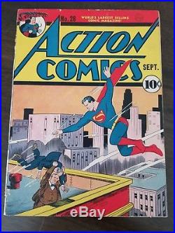 Action Comics #28 unrestored original golden age Superman! Hard to Find