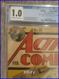 Action Comics #33 CGC 1.0 Superman 1941 Classic Cover golden age DC Comics