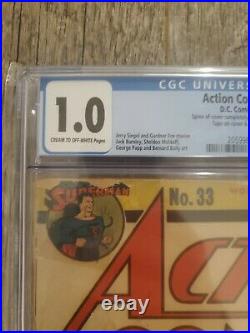 Action Comics #33 CGC 1.0 Superman 1941 Classic Cover golden age DC Comics
