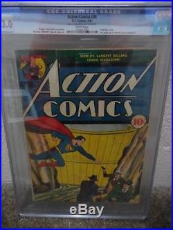 Action Comics 34 Cgc 3.0 Blue Superman Golden Age Rare White Pages