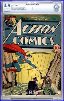 Action Comics # 34 Classic Superman cover! CBCS 4.5 rare Golden Age book