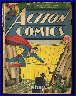 Action Comics #34 GD- 1.8 Early Superman 1941! DC Comics 1941