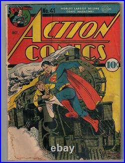 Action Comics #41 CGC Early Action Golden Age Locomotive Cover Good