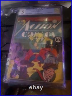 Action Comics #45 DC 1942 Golden Age Superman CGC 0.5 1ST APP of Stuff