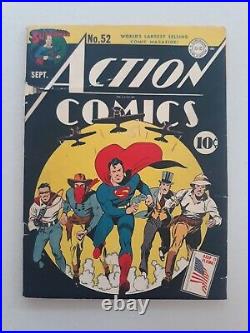 Action Comics 52 Golden Age 1942 DC Comics Superman Iconic Cover, Qualified