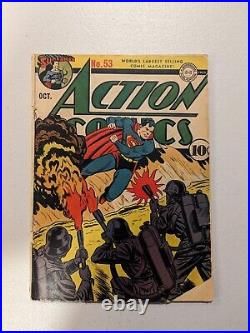 Action Comics 53 Golden Age 1942 DC Comics Superman Flamethrower War Cover