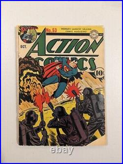 Action Comics 53 Golden Age 1942 DC Comics Superman Flamethrower War Cover