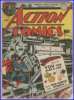 Action Comics #58 DC Golden Age Superman Good condition Japanese WWII cover