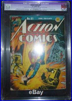 Action Comics # 61 Classic Superman cover! CGC 3.0 rare Golden Age book