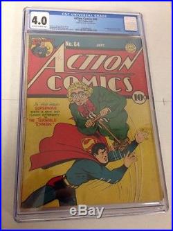 Action Comics 64 CGC 4.0 Off White To White Pages 1st Toyman Golden Age