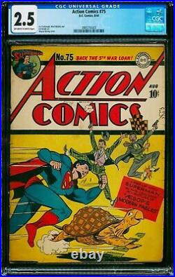 Action Comics #75 DC Comics 1944 Golden Age Cgc 2.5 Graded