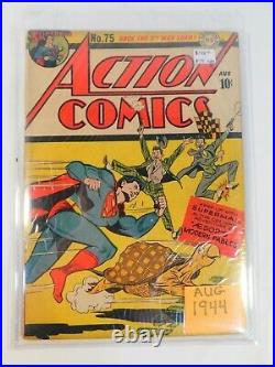 Action Comics #75 Unrestored Golden Age Superman DC 1944 GD/VG (3.0)