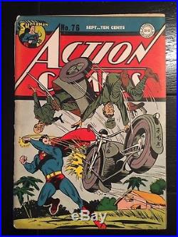 Action Comics #76 Good/Very Good (3.0) Golden Age DC 1944 WWII Cover Superman