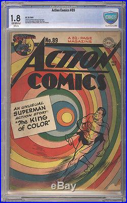 Action Comics # 89 Classic Rainbow cover! CBCS 1.8 rare Golden Age book