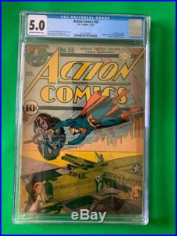 Action Comics Issue 55 Dec 1942 Cgc 5.0 DC Golden Age World War II C