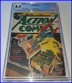 Action Comics Issue 65 Oct 1943 Cgc 8.0 Vf DC Golden Age Hitler Apperance