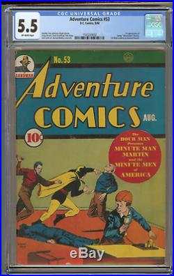 Adventure Comics #53 (CGC 5.5 OW) Golden Age Sandman 1940 DC, 1st Minuteman