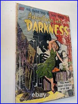 Adventures Into Darkness #10 1953 Skeleton Menace Golden Age Comic Book