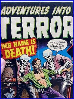 Adventures Into Terror #16 (1953) Golden Age Pre Code Horror! Skull cover Scarce