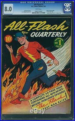 All Flash #1 CGC 8.0 DC 1941 WHITE pages! Origin! Golden Age Classic! D6 962 cm
