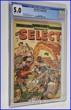 All Select Comics #5 Cgc 5.0 Captain America Sub-mariner Golden Age Timely