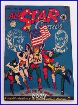 All Star Comics #22 1944 Golden Age DC Justice Society Classic Patriotic WWII -c