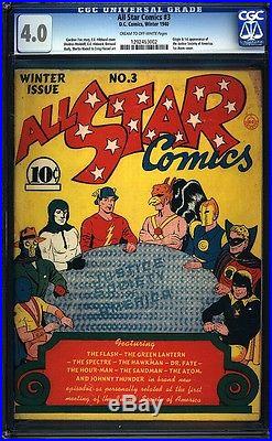 All Star Comics 3 CGC 4.0 Golden Age Key DC Comic 1st Justice Society IGKC L@@K