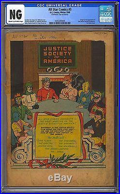 All Star Comics #3 Coverless KEY Golden Age 1st Justice Society DC 1940 CGC NG