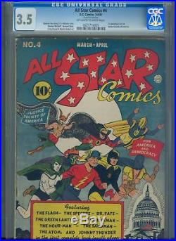 All-Star Comics #4 (Mar-Apr 1941, DC) CGC 3.5 Golden Age Key Justice Society