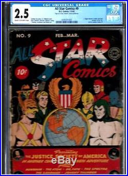 All Star Comics #9 Cgc 2.5 Blue Classic Cover Justice League Movie Golden Age